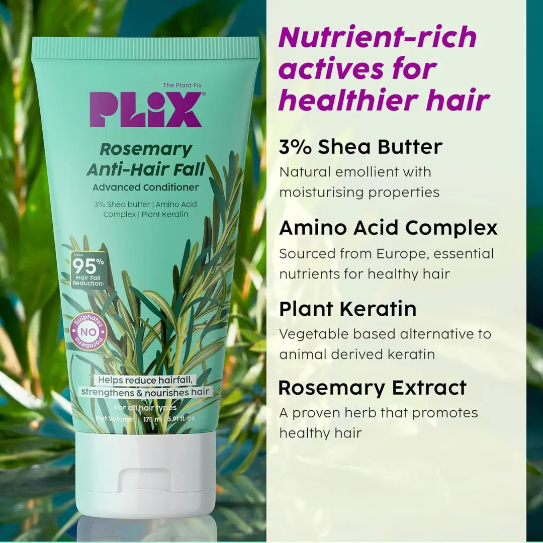 PLIX - THE PLANT FIX Rosemary Anti Hairfall Regime| Advanced Shampoo-200ml & Conditioner -175ml