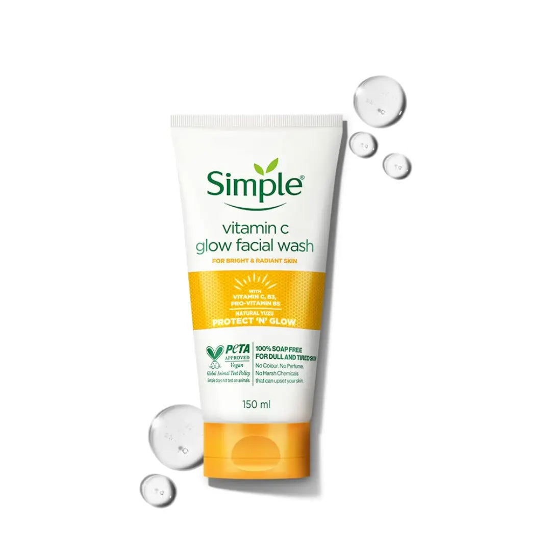 Simple Vitamin C Glow Face Wash for sensitive, dry & oily skin | 100% soap-free gentle cleanser for women & men