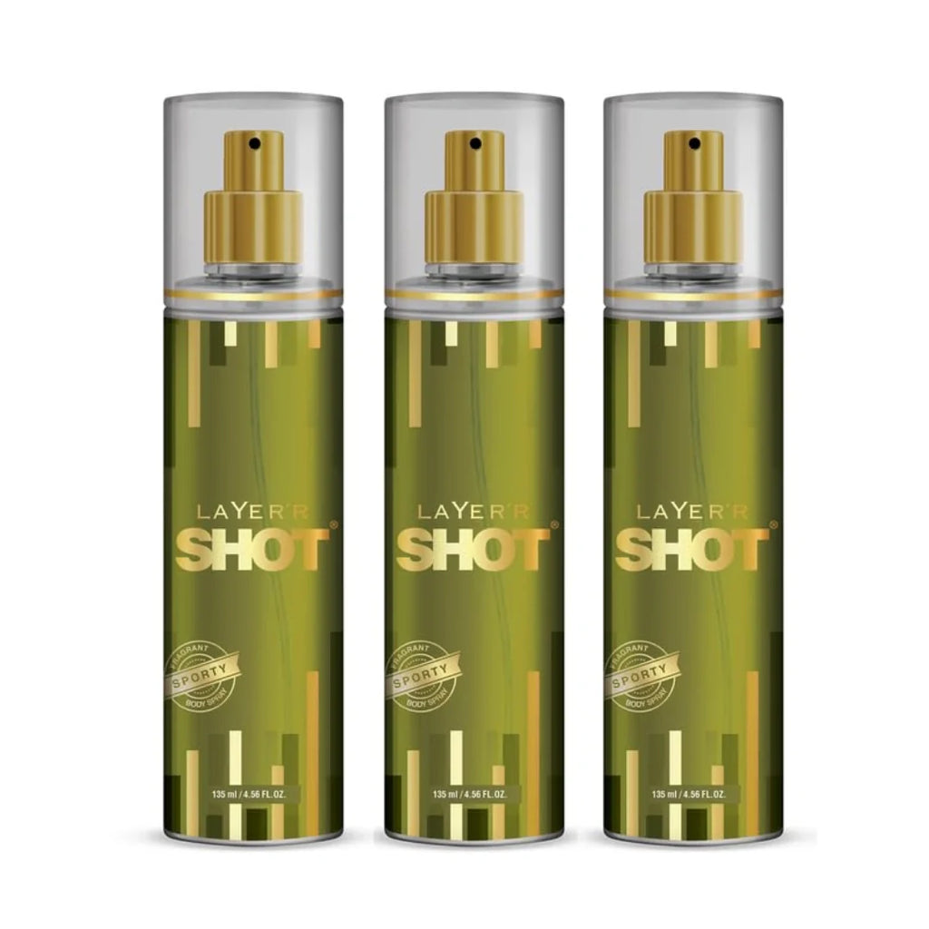 Layer'r Shot Gold Sporty Body Spray For Men (135ml)