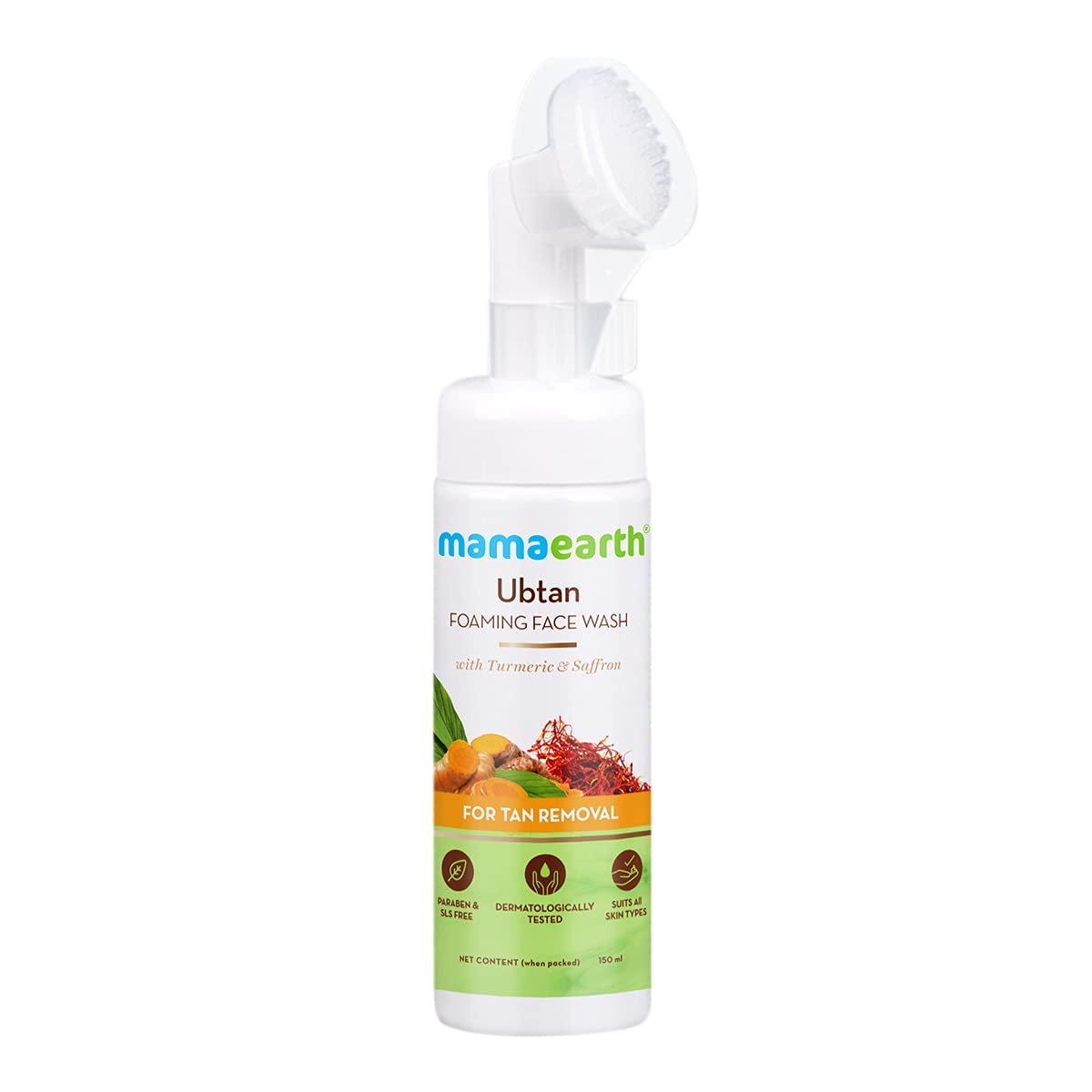 Mamaearth Ubtan Foaming Face Wash with Turmeric and Saffron for Tan Removal - 150ml