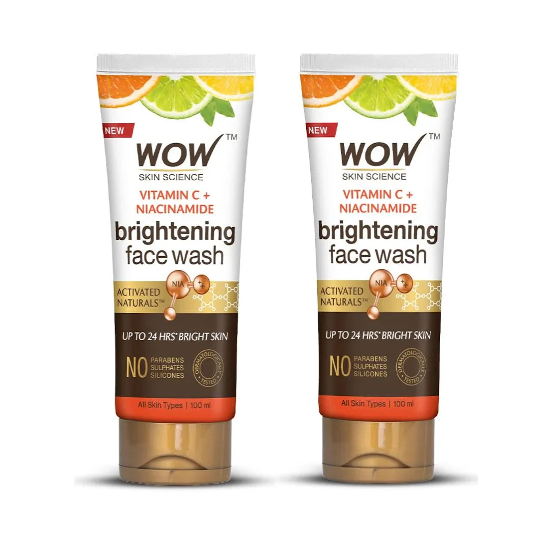 WOW Skin Science Brightening Vitamin C & Niacinamide Face Wash - 100ml ( Pack of 2)