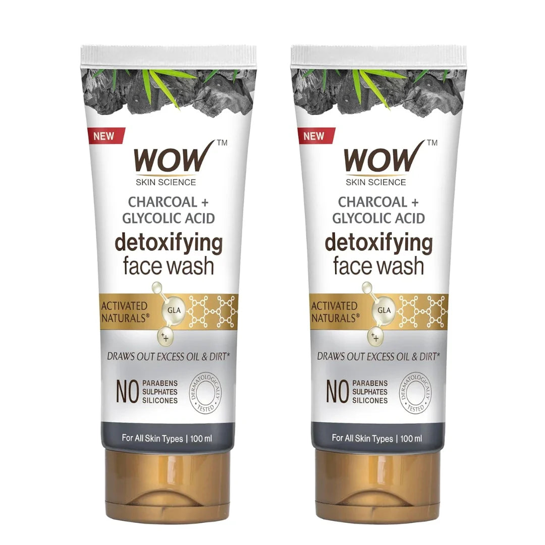 WOW Skin Science Wow Activated Charcoal Infused With Activated Charcoal Face Wash - 100ml (Pack of 2)