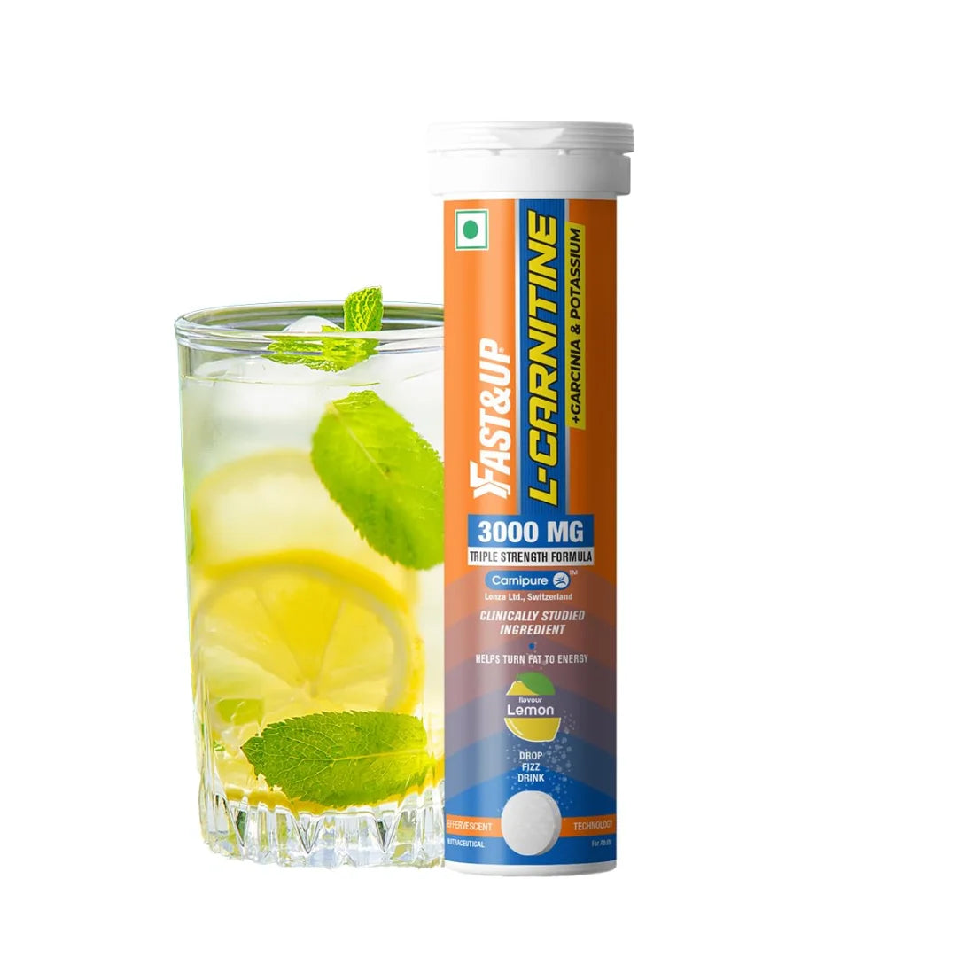 FAST&UP L-CARNITINE 3000 MG - Helps convert fat into energy, ADVANCED TRIPLE ACTION FORMULA, Carnipure™ Carnitine with added Garcinia cambogia and Potassium, Lemon Flavour