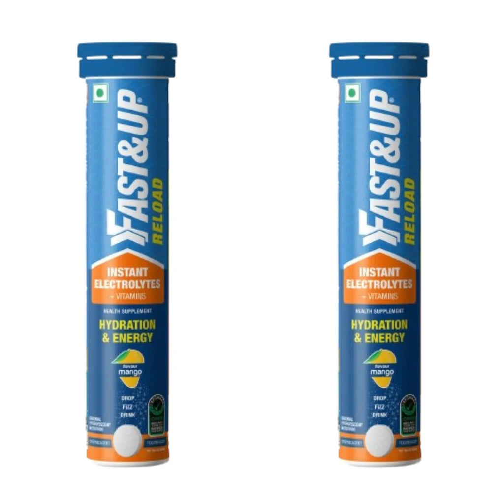 Fast&Up Reload (5 Litres) Low Sugar energy drink for Instant Hydration - 20 Mango flavour  (pack of 2)