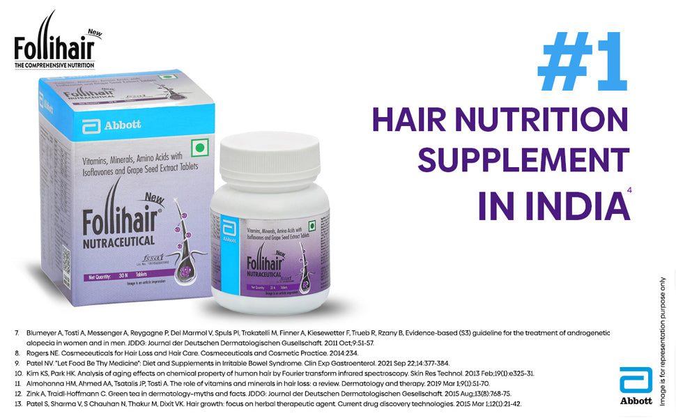 Follihair New By Abbott 30S Bottle (Pack Of 3) Tablet, 3 Count, 30 Capsules each