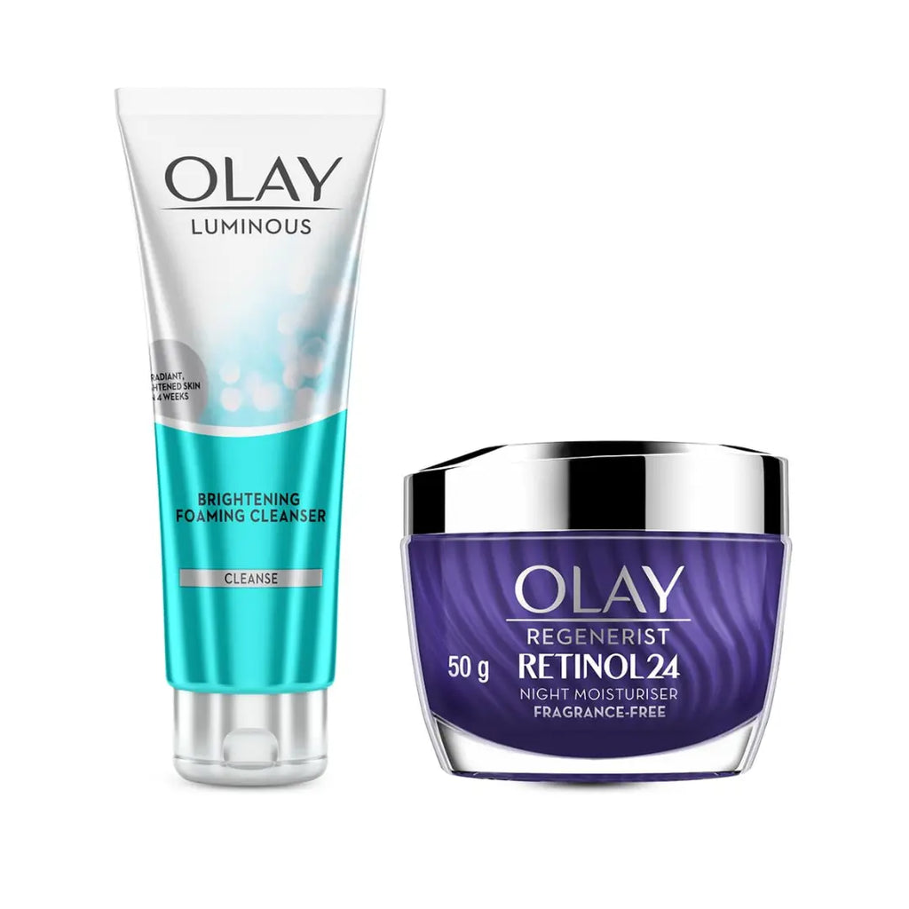 Olay Retinol Kit For Overnight Repair, Anti-Ageing Night Cream- 50g With Cleanser-100ml