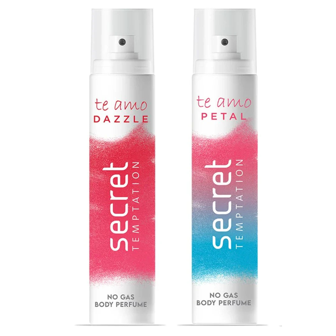Secret Temptation Te Amo Dazzle and  Petal No Gas Perfume Body Spray for Women - 120ml (Pack of 2)