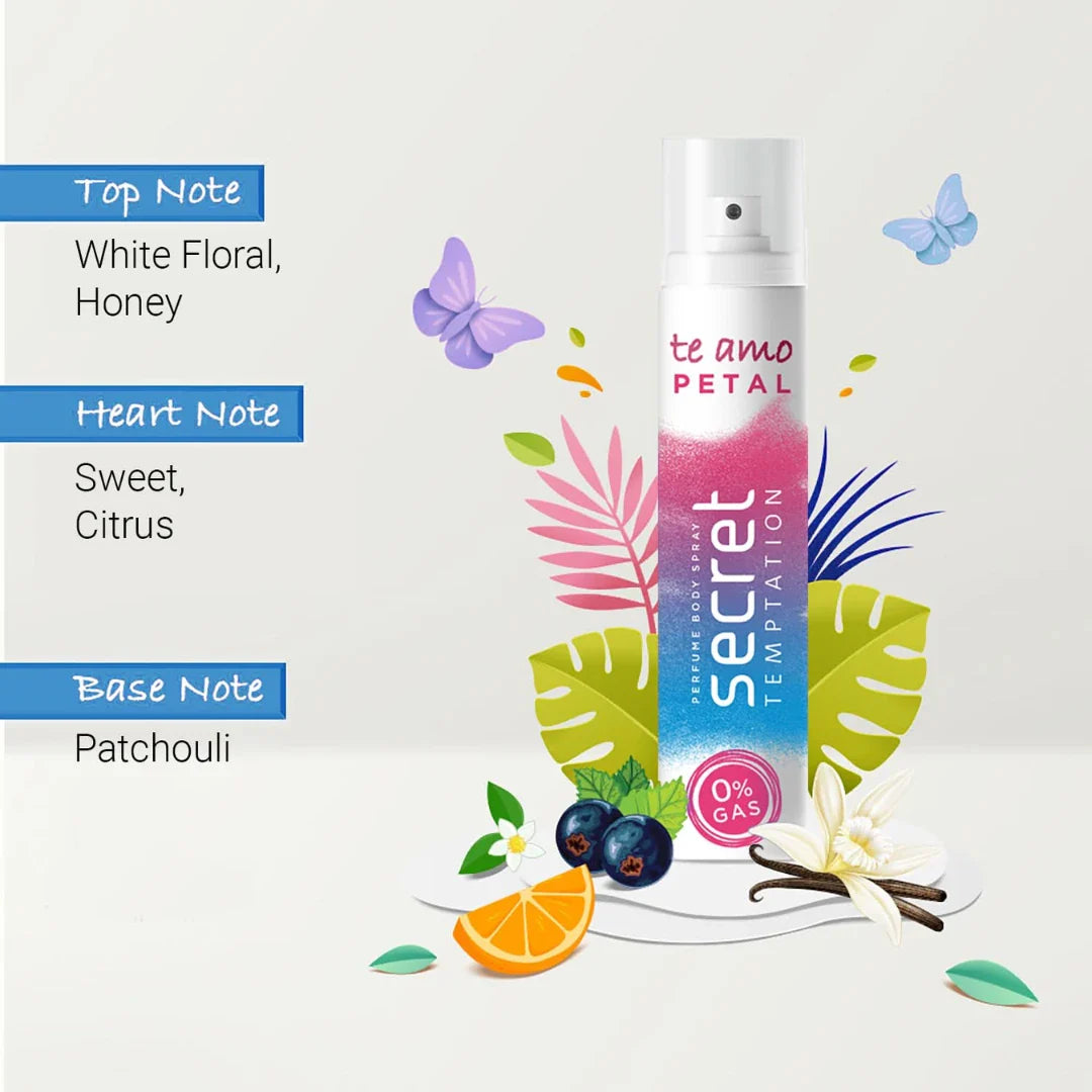 Secret Temptation Te Amo Petal  No Gas Perfume Body Spray for Women (120ml)