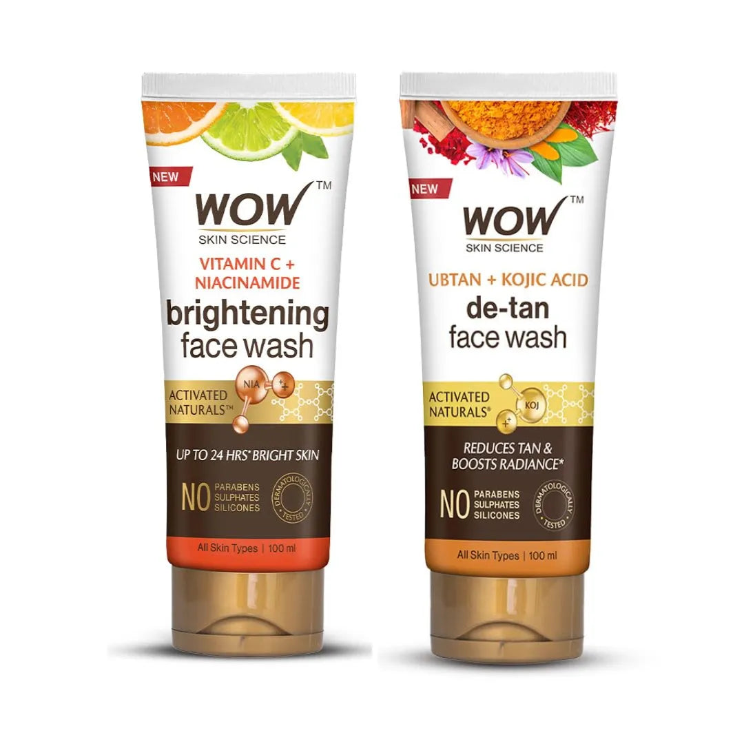 WOW Skin Science Brightening Vitamin C  Face Wash - 100ml & Ubtan Cleansing Face Wash - 100ml